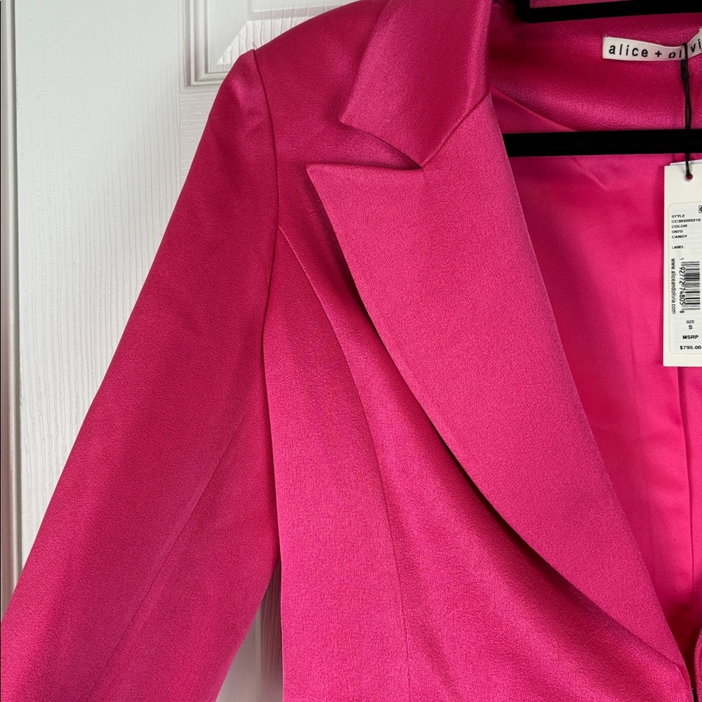 NWT Alice & Olivia Everly Tulle blazer candy pink sz sm - Picture 9 of 14